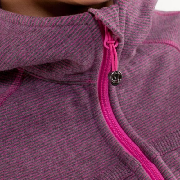 Lululemon Scuba Hoodie *Stripe Heathered Blurred Grey Paris Pink Microstripe - Picture 10 of 13